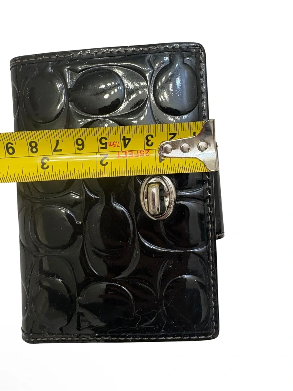 Coach vintage y2k black patent leather embossed cc turnlock wallet